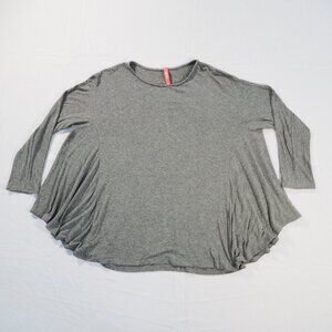 IC Connie K Shirt Womens Medium Gray Blouse Baby Doll Lagenlook Boho Loose Comfy